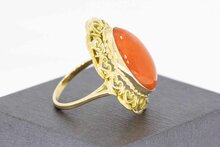 14 Karat Ring mit roter Koralle - 18,3 mm