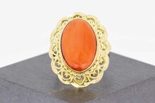 14 Karat Ring mit roter Koralle - 18,3 mm