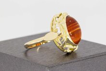 14 Karat Retro Goldring mit Karneol - 18,4 mm