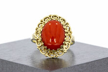 Vintage 585 Gold Ring mit Koralle - Ringgr&ouml;&szlig;e 54, 4,6 g