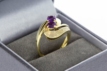 Vintage 585 Gold Ring Damen mit Amethyst - Ringgr&ouml;&szlig;e 54