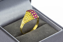 Vintage 18 Karat Gold Ring Damen mit Rubin - Ringgr&ouml;&szlig;e 58