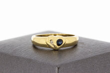 585 Gold Herzring Damen mit Saphir - Ringgr&ouml;&szlig;e 55