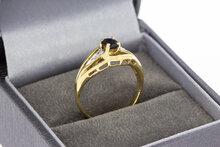 585 Gold Ring Damen mit Saphir und Diamant - Ringgr&ouml;&szlig;e 53
