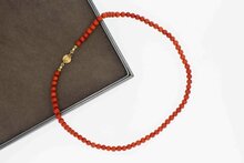 Vintage 585 Gold Collier Damen mit Koralle - 39,5 cm
