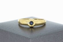 18 Karat Gold Ring mit Saphir und Diamant - Ringgr&ouml;&szlig;e 61