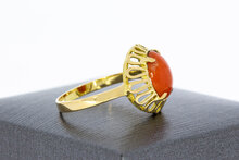 Vintage 18 Karat Gold Ring mit Koralle - Ringgr&ouml;&szlig;e 54, 2,8 g