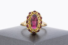 Vintage 18 Karat Gold Ring Damen mit Granat - Ringgr&ouml;&szlig;e 18,6