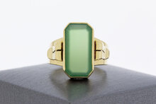 Vintage 585 Gold Ring mit Jade - Ringgr&ouml;&szlig;e 60