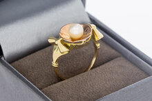 585 Bicolor-Gold Solit&auml;rring Damen mit Perle - Ringgr&ouml;&szlig;e 54