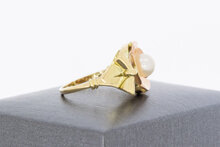 585 Bicolor-Gold Solit&auml;rring Damen mit Perle - Ringgr&ouml;&szlig;e 54