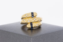 585 Gold Ring Damen mit Saphir und Diamant - Ringgr&ouml;&szlig;e 45