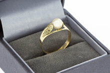 Vintage 585 Gold Solit&auml;rring Damen mit Perle - Ringgr&ouml;&szlig;e 53