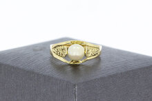 Vintage 585 Gold Solit&auml;rring Damen mit Perle - Ringgr&ouml;&szlig;e 53