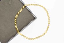 18 Karat Gold Gliederkette mit Amethyst und Diamant - 44 cm
