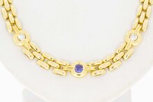 18 Karat Gold Gliederkette mit Amethyst und Diamant - 44 cm