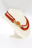 585 Ros&eacute;gold Kette Damen mit Koralle - 48 cm