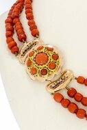 585 Ros&eacute;gold Kette Damen mit Koralle - 48 cm