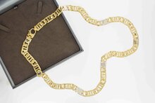 18 Karat Bicolor-Gold K&ouml;nigskette Herren - 62,5 cm