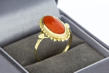 Vintage 585 Gold Ring Damen mit Koralle - Ringgr&ouml;&szlig;e 60