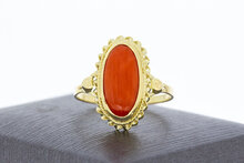 Vintage 585 Gold Ring Damen mit Koralle - Ringgr&ouml;&szlig;e 60