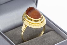 585 Gold Marquise-Ring Damen mit Achat - Ringgr&ouml;&szlig;e 66