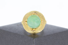 Vintage 585 Gold Ring Damen mit Jade - Ringgr&ouml;&szlig;e 54
