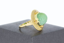 Vintage 585 Gold Ring Damen mit Jade - Ringgr&ouml;&szlig;e 54