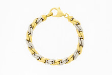 18 Karat Bicolor-Gold Fuchsschwanzarmband - 21,2 cm