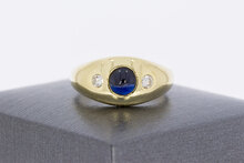 585 Gold Ring Damen mit Saphir und Diamant - Ringgr&ouml;&szlig;e 57