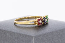 585 Gold Ring Damen mit Saphir und Rubin - Ringgr&ouml;&szlig;e 59