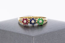 585 Gold Ring Damen mit Saphir und Rubin - Ringgr&ouml;&szlig;e 59
