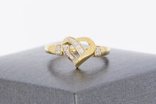 585 Gold Herzring Damen mit Diamant - Ringgr&ouml;&szlig;e 50