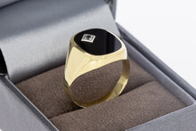 585 Gold Siegelring mit Onyx und Zirkonia - Ringgr&ouml;&szlig;e 62