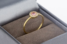 8 Karat Gold Halo-Ring Damen mit Saphir - Ringgr&ouml;&szlig;e 54