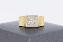 585 Bicolor-Gold Ring Herren mit Diamant - Ringgr&ouml;&szlig;e 51