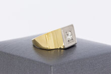 585 Bicolor-Gold Ring Herren mit Diamant - Ringgr&ouml;&szlig;e 51