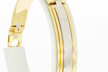 18 Karat Bicolor-Gold Armband mit Namenspl&auml;ttchen - 22 cm