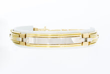 18 Karat Bicolor-Gold Armband mit Namenspl&auml;ttchen - 22 cm