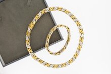 18 Karat Bicolor-Gold Geflochtene Kette - 61,5 cm