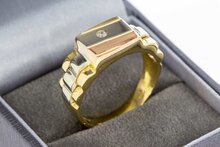 18 Karat Tricolor-Gold Ring Herren mit Saphir - Ringgr&ouml;&szlig;e 66