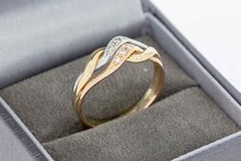 585 Tricolor-Gold Ring Damen mit Diamant - Ringgr&ouml;&szlig;e 57