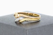 585 Tricolor-Gold Ring Damen mit Diamant - Ringgr&ouml;&szlig;e 57