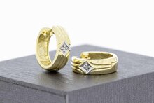 585 Bicolor-Gold Creolen Damen mit Diamant 0,02 ct - 1,4 cm