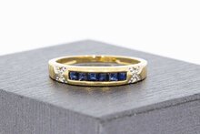 585 Gold Vorsteckring mit Saphir und Diamant - Ringgr&ouml;&szlig;e 55