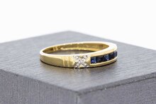 585 Gold Vorsteckring mit Saphir und Diamant - Ringgr&ouml;&szlig;e 55