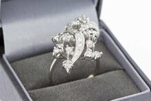 Marquise-Ring Damen 750 Wei&szlig;gold mit Diamant - Ringgr&ouml;&szlig;e 54