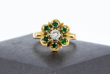 Marquise-Ring 750 Gold mit Smaragd und Saphir