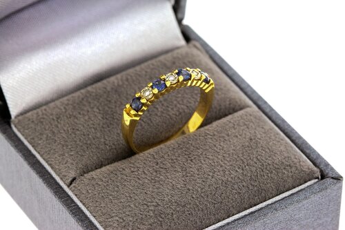 18 Karat Diamant Ring mit Saphir - 15,8 mm