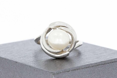 585 Weißgold Ring mit Perle - 17,9 mm